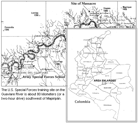Map of Guaviare Region in Colombia.  Click here for a printable pdf version of the map.